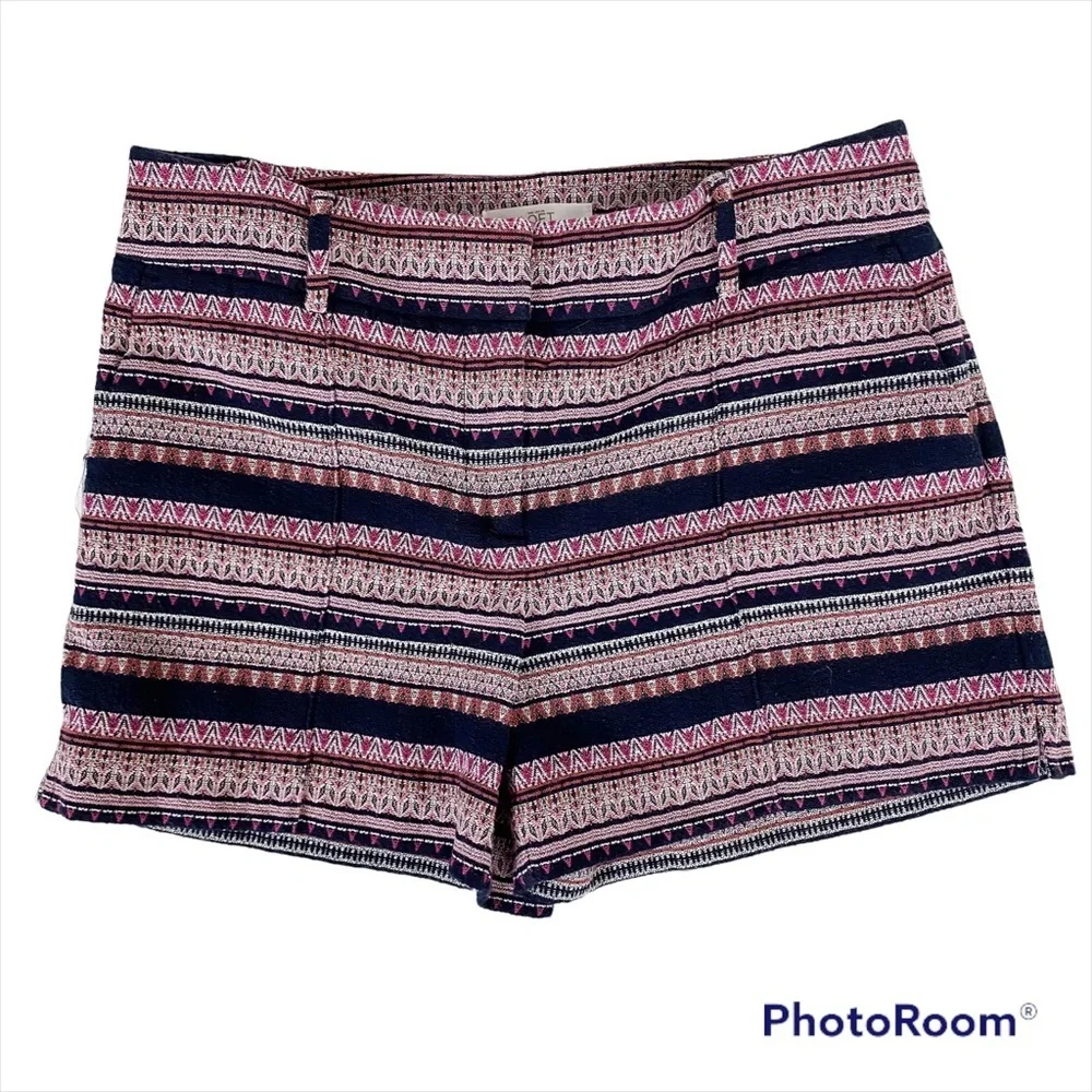 LOFT Riviera Style Stripe Short Shorts Size 6 Southwest Print
